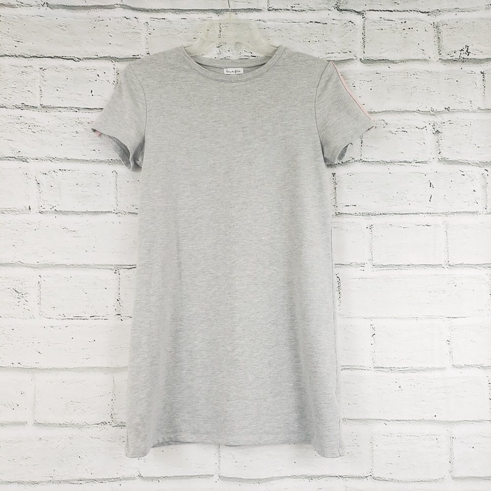 Love, fire athleisure short sleeve sweatshirt dress gray small